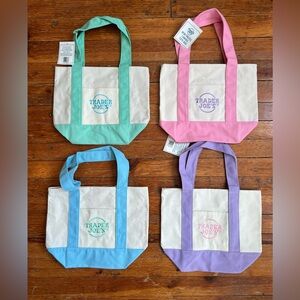 NWT Trader Joe’s Mini Pastel Canvas Tote Bags Set of 4